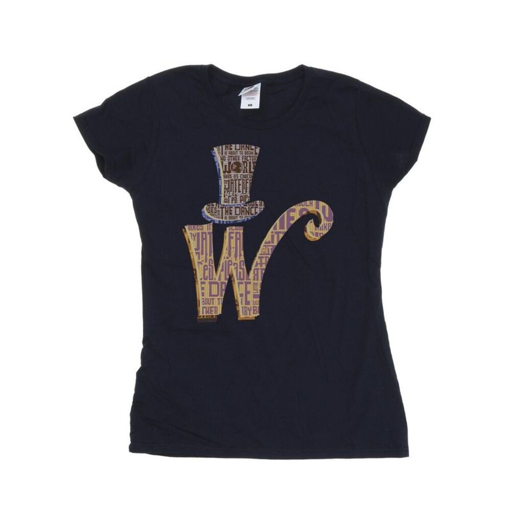 Willy Wonka Womens/Ladies W Logo Hat Cotton T-Shirt / Navy Blue
